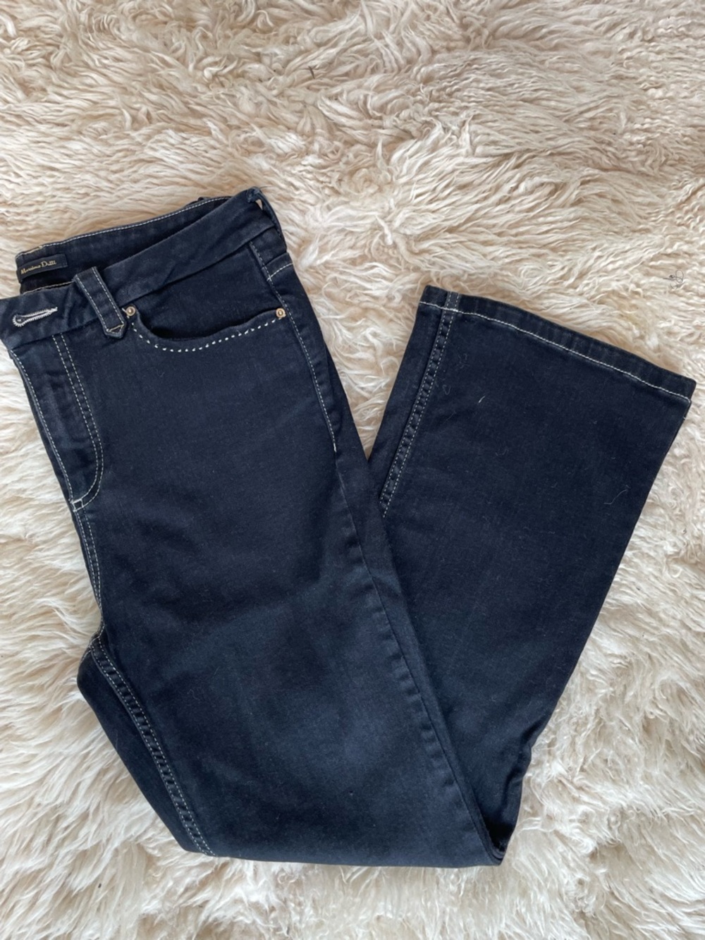Massimo Dutti Black Flare Jeans with Subtle Stud Detail